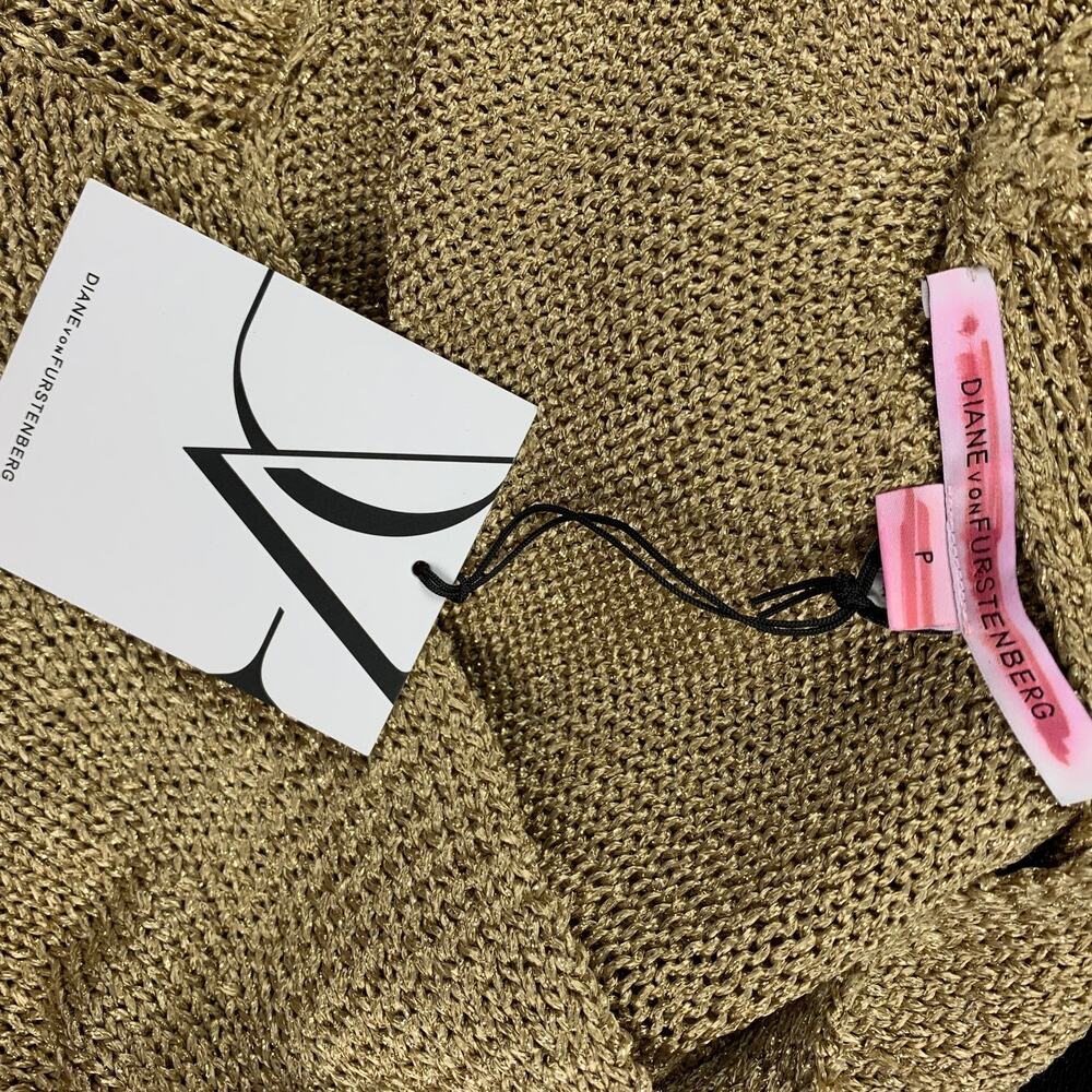 DIANE VON FURSTENBERG Size S Gold Acetate Blend Knitted Pullover - Picture 7 of 7